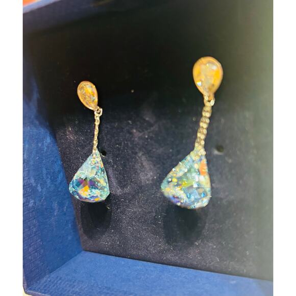 Swarovski crystal earrings blue Lunar PE Drop Lazo Mol 8193294 NWT - Picture 4 of 13